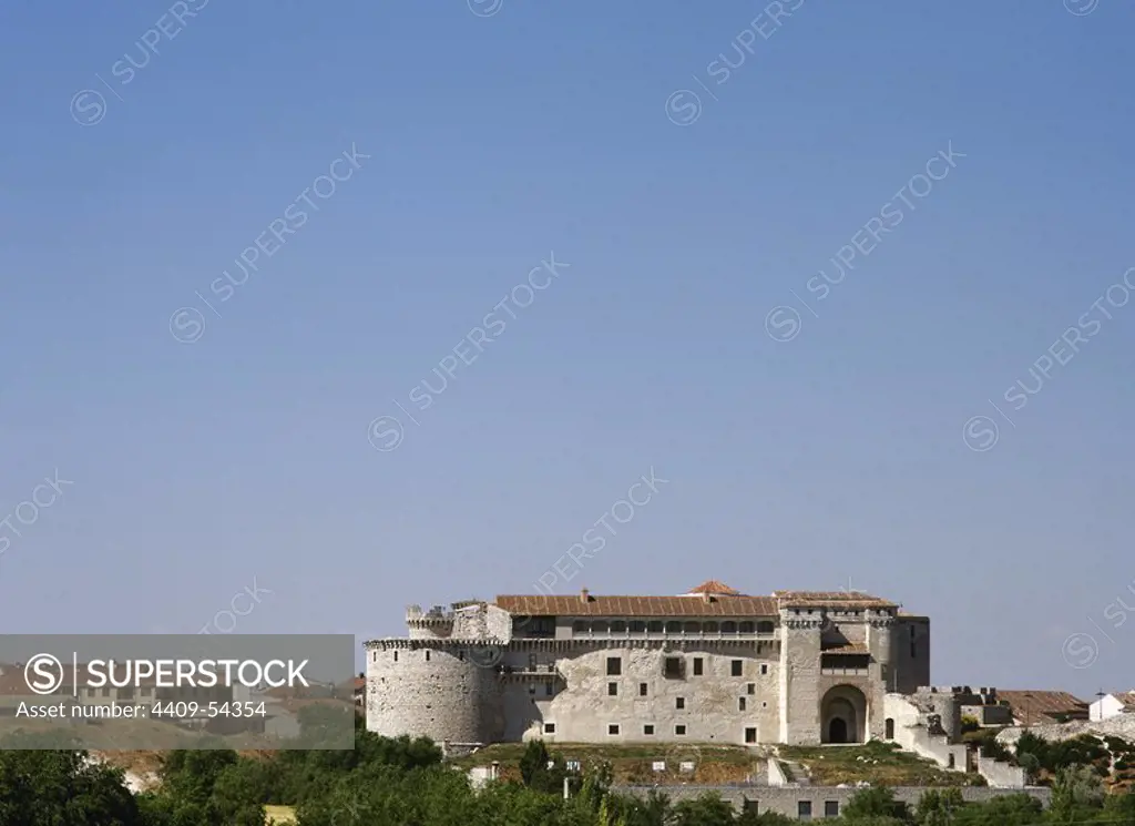 Spain, Castile and Leon, Segovia province, Cuellar. Castle of the Dukes of Albuquerque. Built in differents architectural styles, dates from the 11th century, although most of its remains date from the 15th century. The castle belonged to Don Alvaro de Luna and the first Dukes of Albuquerque. General view.