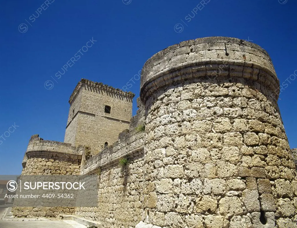 Spain, Castile-Leon, Valladolid province, Portillo. Portillo Castle or Castle of the Counts of Benavente. It was built between the 14th and 15th centuries. Don Alvaro de Luna was imprisoned in it prior to his execution in Valladolid.