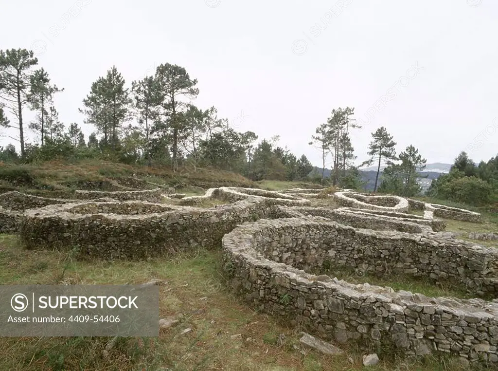 Spain. Galicia. Province of La Corua. Cabana de Bergantios. Castro of Borneiro. Castro culture. Late Iron Age. Settlement.