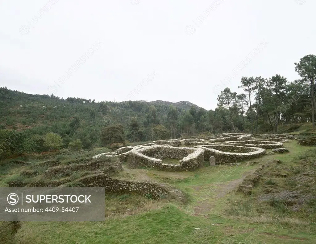 Spain. Galicia. Province of La Corua. Cabana de Bergantios. Castro of Borneiro. Castro culture. Late Iron Age. Settlement.