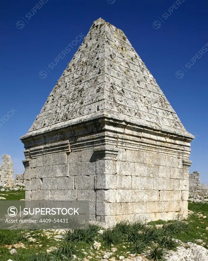 Syria. Dead Cities. Bara. Byzantine pyramidal tomb. Photo taken before the Syrian civil war.