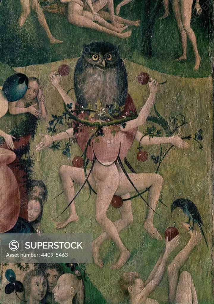 Hieronymus Bosch (c. 1450-1516). Dutch school. Detail of the Garden of Earthly Delights (central panel): Garden of Earthly Delights (Ecclesia's Paradise). 1504. Oill on canvas (220 x 195 cm). Madrid, Prado museum. Credit: Album / Oronoz