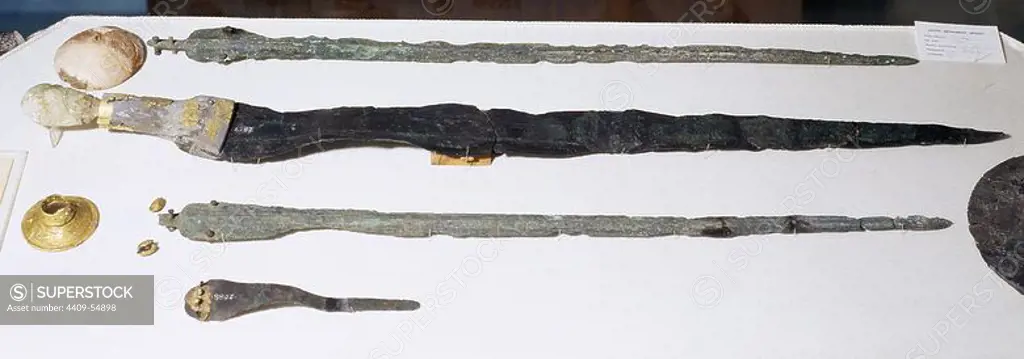 Bronze Age. Island of Crete. Bronze sheets from ritual swords. Crete, Greece. Heraklion Archaeological Museum. Crete, Greece.