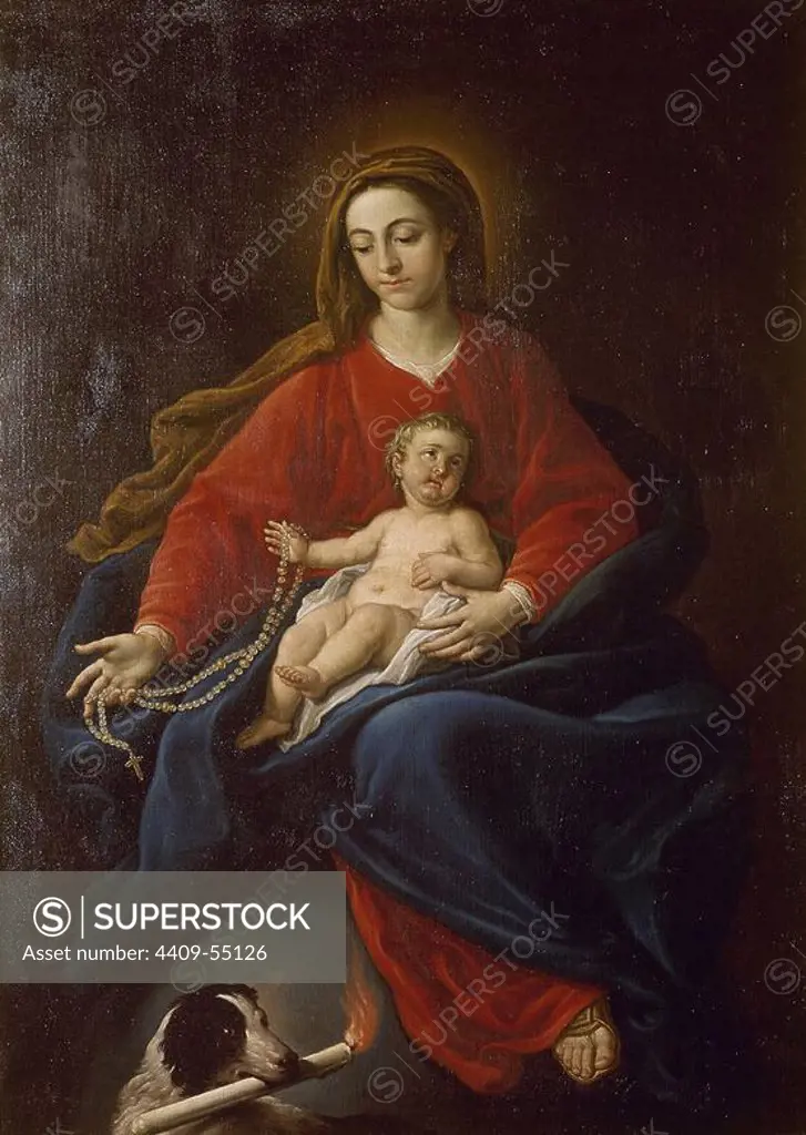 Our Lady of the Rosary by Antonio Gonzalez Ruiz (1720-1785). Spanish painter. Incarnation Museum. Corella. Navarra. Spain.