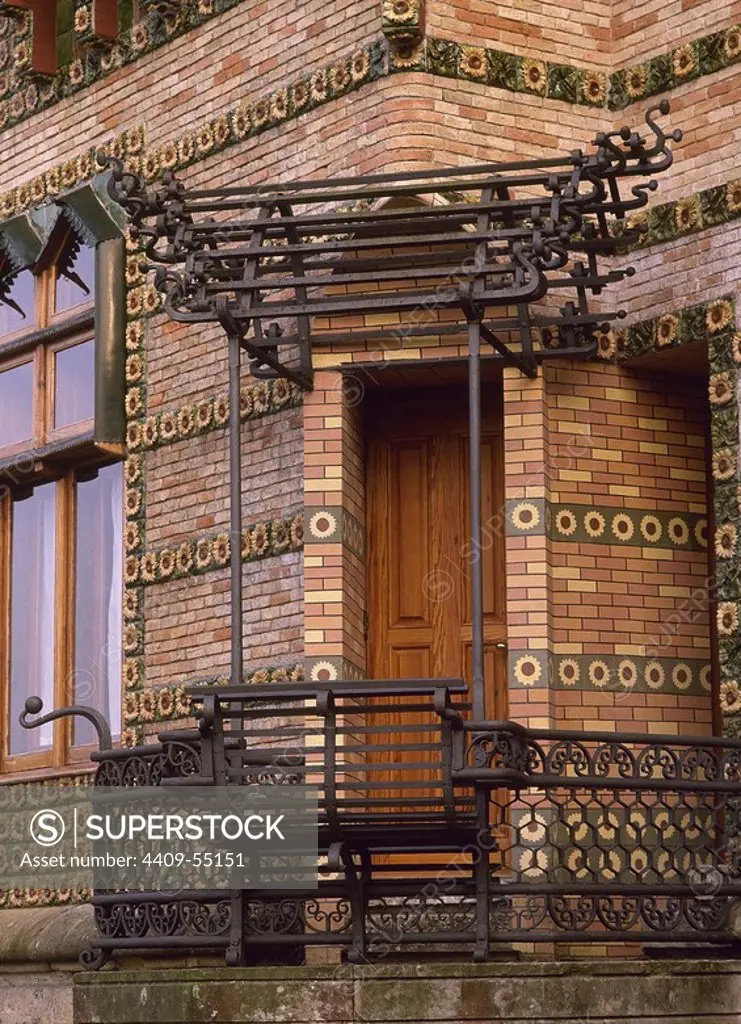 Spain. Comillas. El Capricho. 1883. Built by Antoni Gaudi, spanish architect. Balcony,.