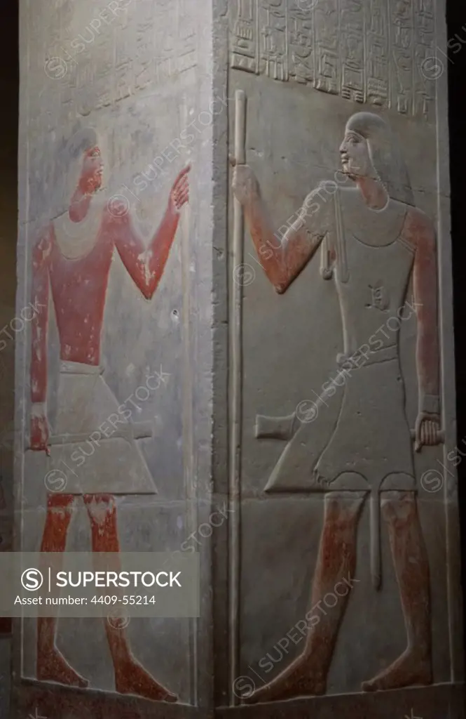 Mastaba of Mereruka. Priest of Pharaoh Teti. 6th Dynasty. Old Kingdom. Reliefs. Interior. Saqqara. Egypt.