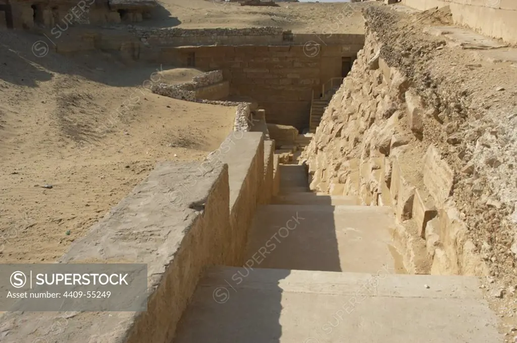 Mastaba of Irukaptah. 5th Dynasty. Old Kingdom. Access stairs. Saqqara. Egypt.