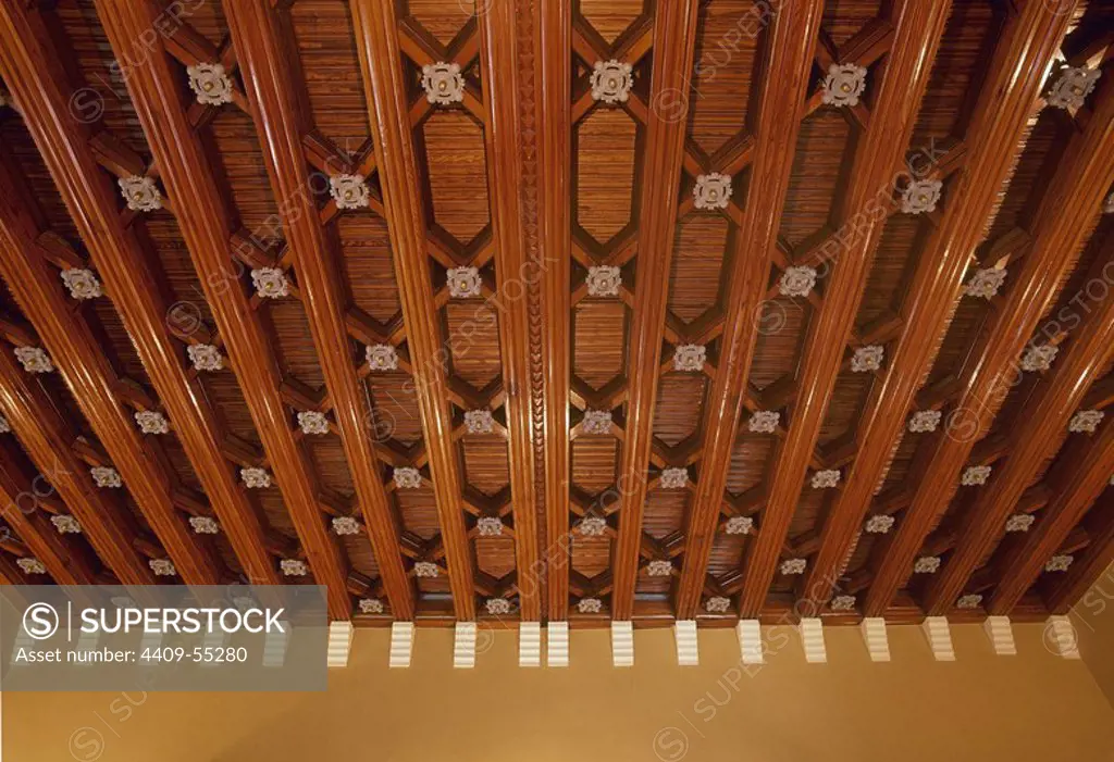 Spain. Cantabria. Comillas. El Capricho. 1883. Built by the Spanish architect Antoni Gaudi. Wooden ceiling.