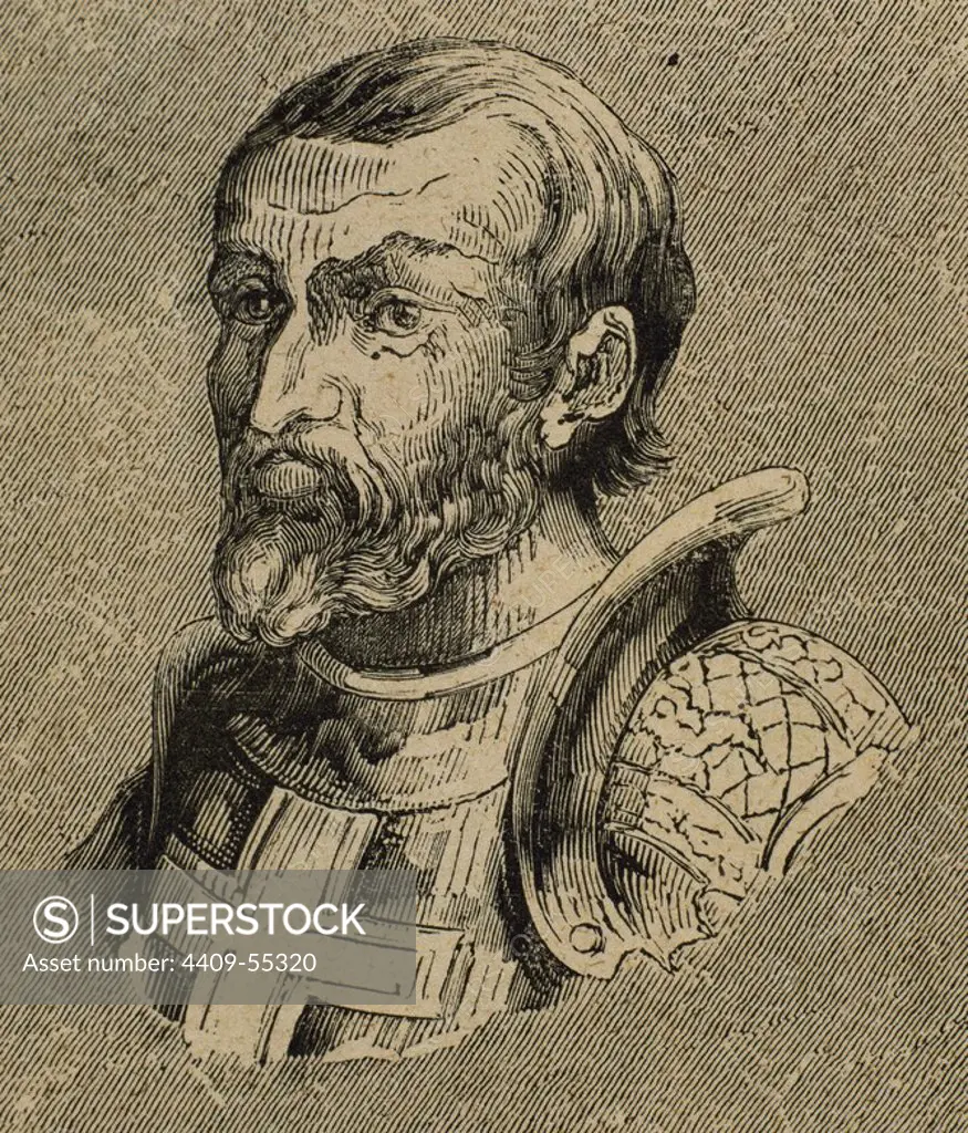 Gundemar. Visigothic King of Hispania, Septimania and Galicia (610-612). Engraving. Portrait.