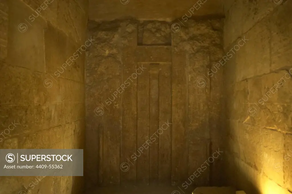 Egypt. Old Kingdom. 5th Dynasty. Mastaba of Senedjemib Inti, vizier furing the reign of paraoh Djedkare Isesi. Inside view. 24th-25th century BC. Giza pyramid complex.