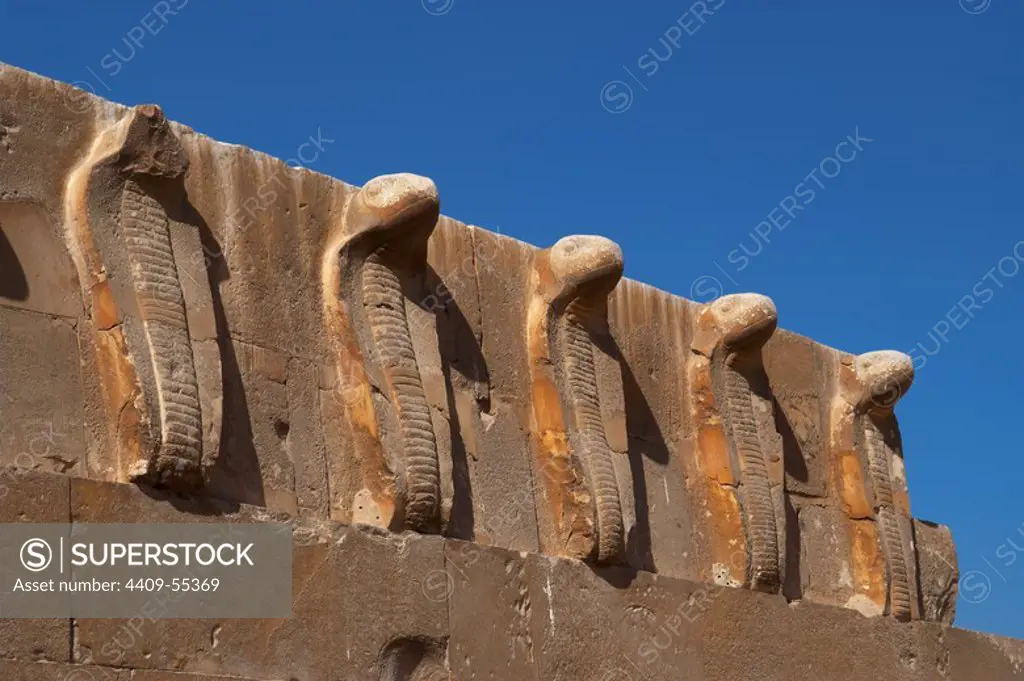 Egypt. Step Pyramid Complex of Djoser. 27th century BC. Third Dynasty. Old Kingdom. Saqqara necropolis. Lower Egypt. Snake frieze. Interior walls. Architectural detail.