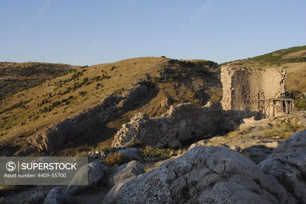 Ukraine. Autonomous Republic of Crimea. Balaklava. Medieval Chembalo's genoese fortress. Detail.