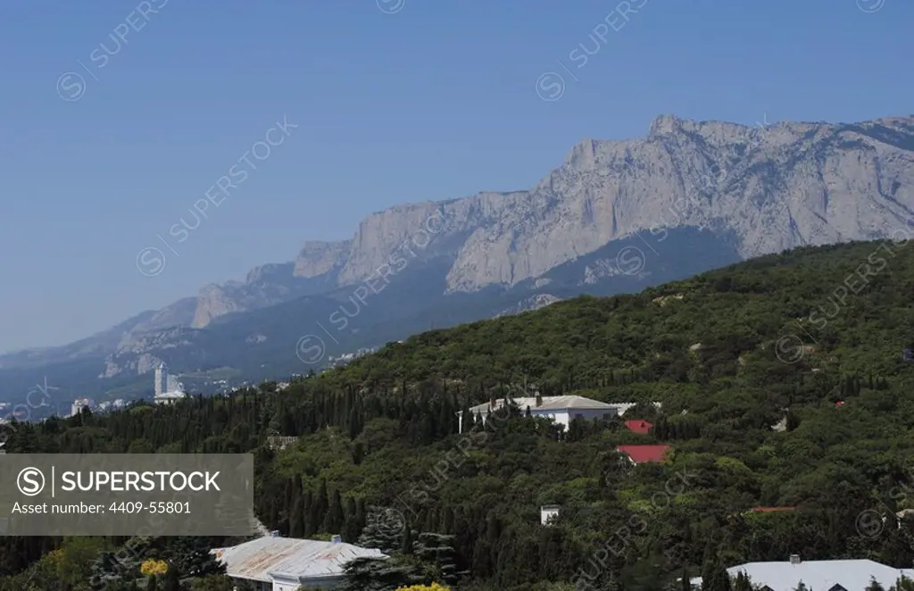 Ukraine. Autonomous Republic of Crimea. Crimean Mountains with Ai-Petri peak in the background.