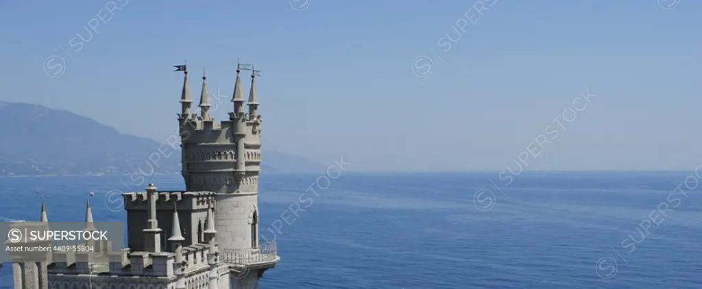 Ukraine. Autonomous Republic of Crimea. Gaspra. Swallow's Nest. Castle built between 1911 and 1912 in Neo-Gothic design by the Russian architect and sculptor Leonid Sherwood (1871-1954).