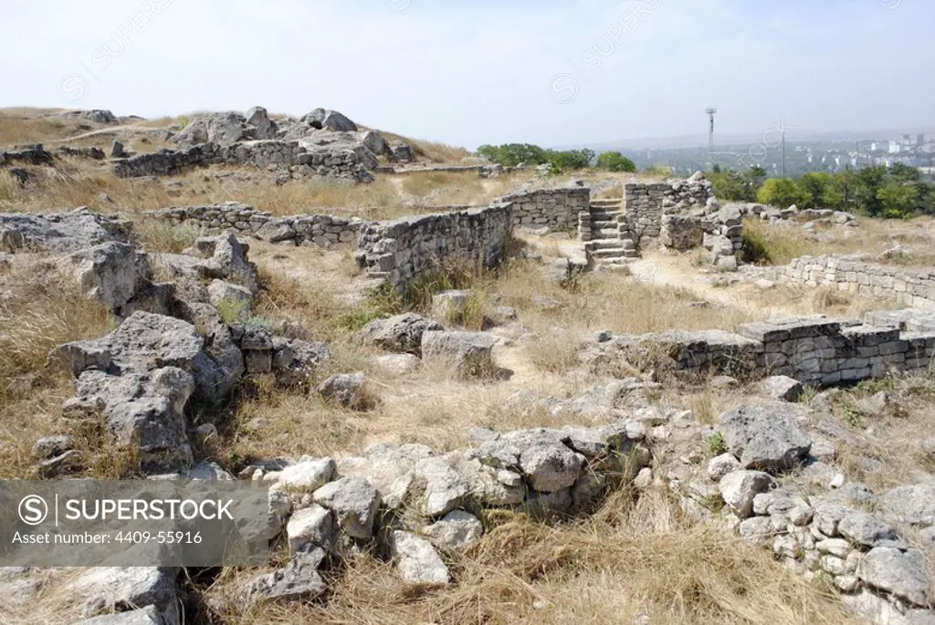 Ukraine. Autonomous Republic of Crimea. Panticapaeum archaeological site, founded in 575 BC by Greek colonists from Miletus, on Mount Mithridat. Kerch.