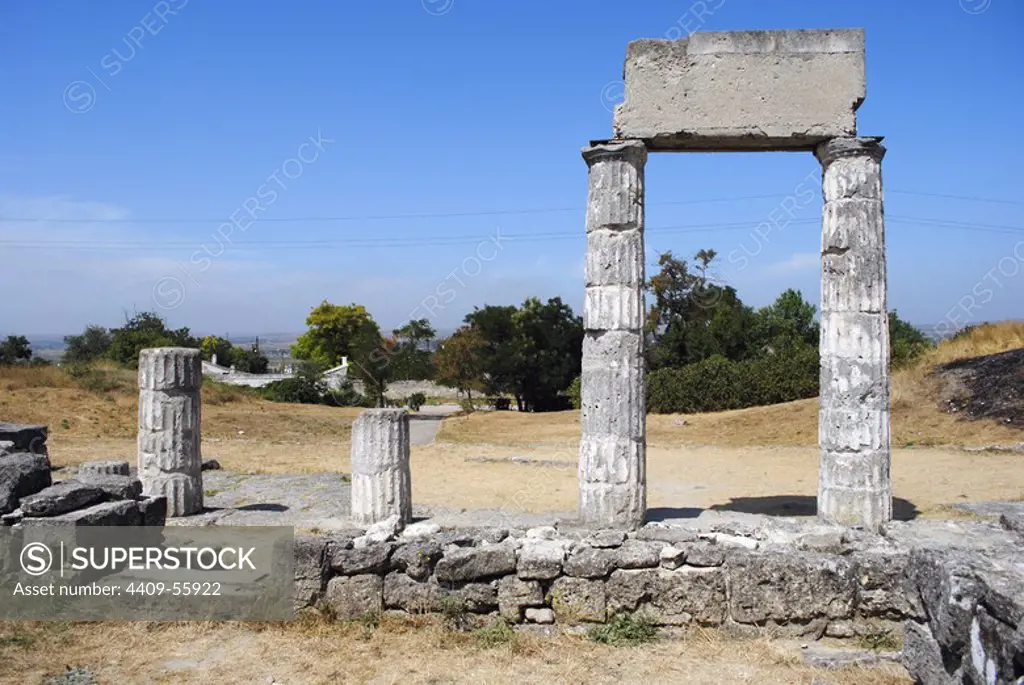 Ukraine. Autonomous Republic of Crimea. Ruins of ancient Greek city of Panticapaeum, founded by Milesians in Mount Mithridat. Kerch.