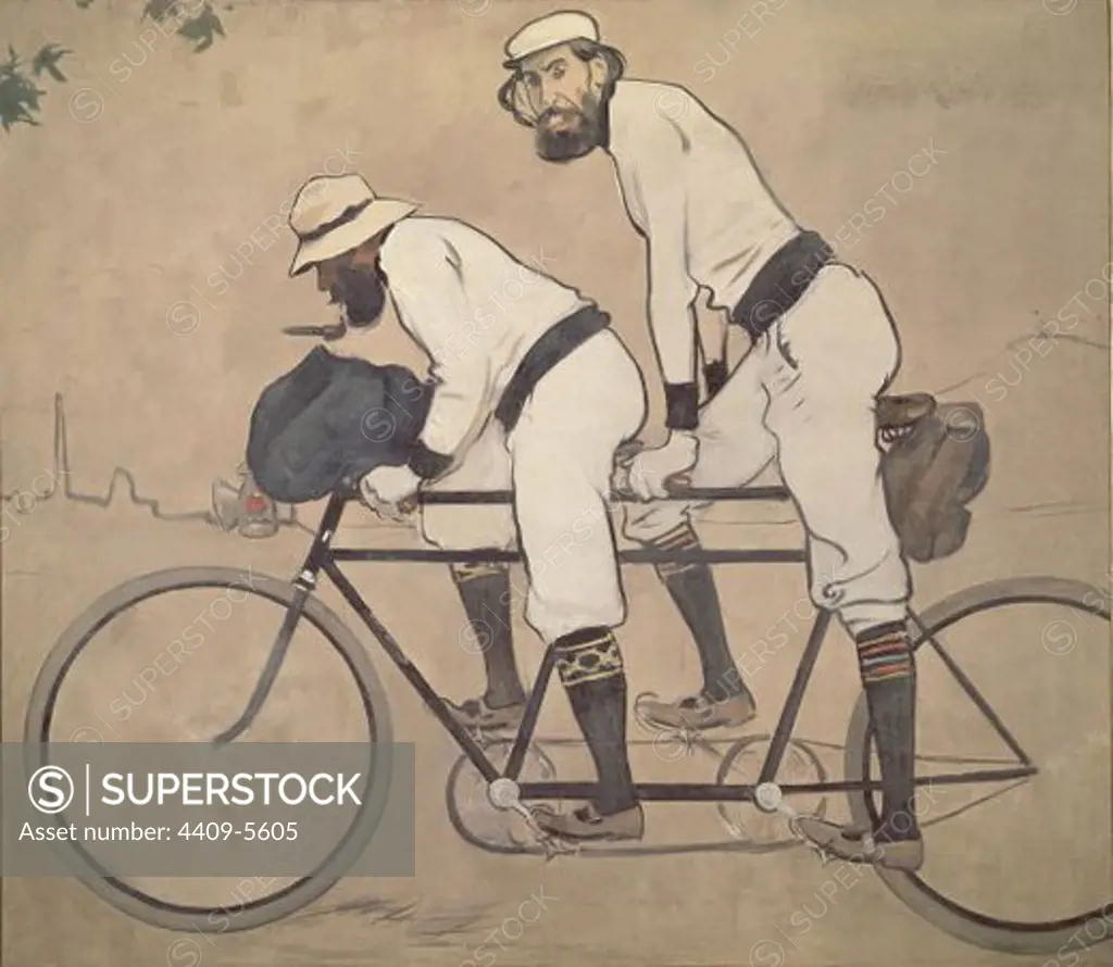 Ramon Casas and Father Romeu Riding a Tandem. Barcelona, Museum of Modern Art. Location: MUSEUM OF MODERN ART (FRANKFURT), BARCELONA, SPAIN.