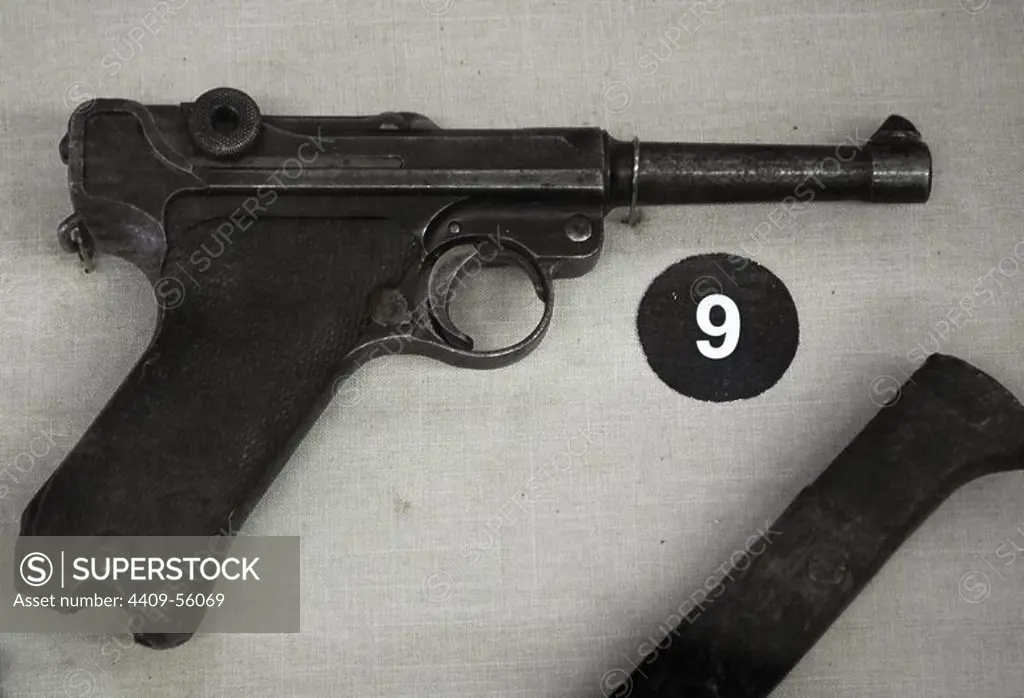 German Parabellum pistol, known as Luger. Used during First and Second World War. Black Sea Fleet Museum. Sevastopol. Ukraine.