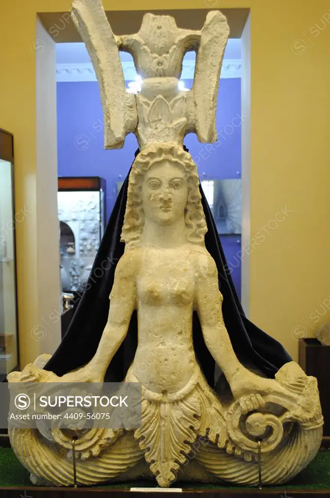 Sculpture depicting a female fertility deity. Late 1st century BC - Early 1st century AD. Kerch Historical and Archaeological Museum. Autonomous Republic of Crimea. Ukraine.