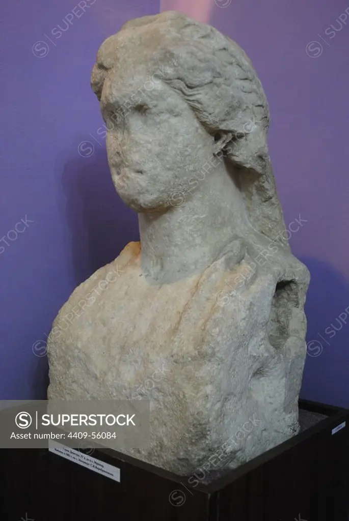 Goddess Demeter. Bust. Marble. 4th century BC. Kerch Historical and Archaeological Museum. Autonomous Republic of Crimea. Ukraine.
