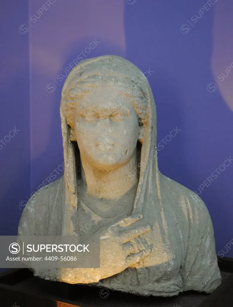 Roman bust of a woman. 1st century AD. Kerch Historical and Archaeological Museum. Autonomous Republic of Crimea. Ukraine.