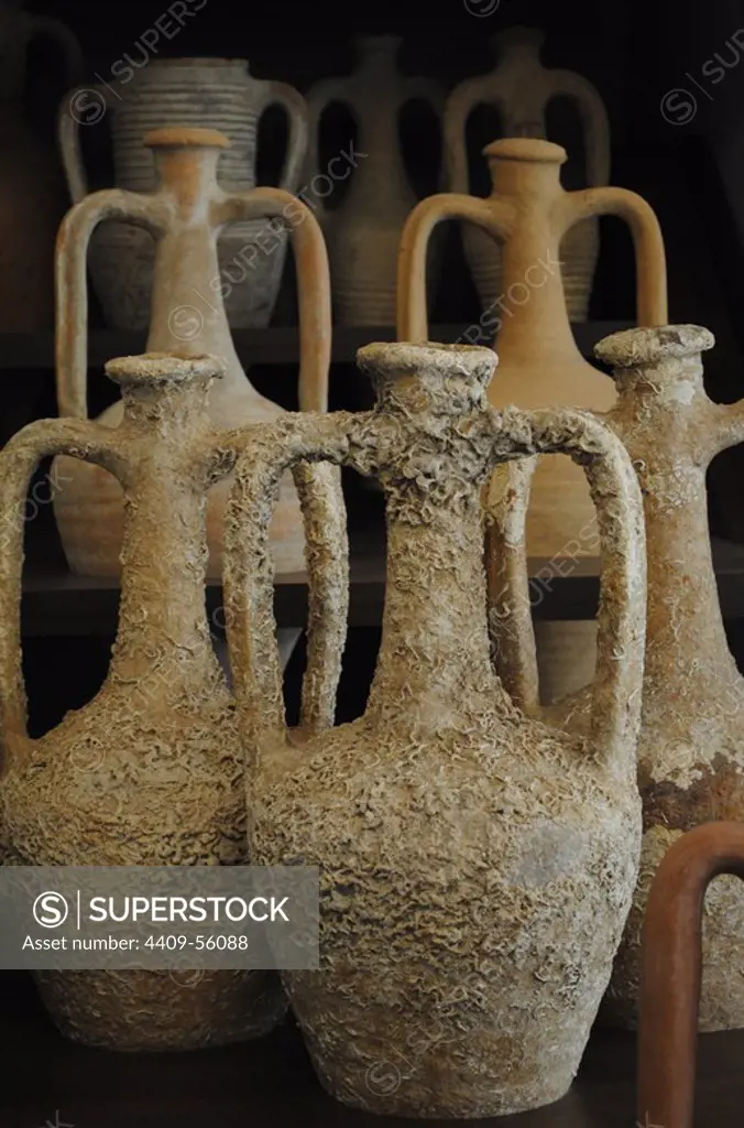 Greek amphoras. Kerch Historical and Archaeological Museum. Autonomous Republic of Crimea. Ukraine.