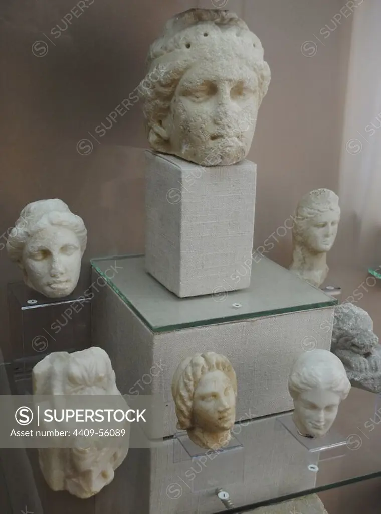 Group of women's heads. Kerch Historical and Archaeological Museum. Autonomous Republic of Crimea. Ukraine.