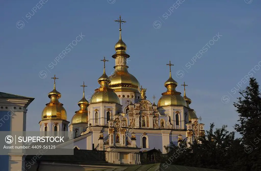 Ukraine. Kiev. St. Michael's Golden Domed Monastery. The exterior was rebuilt in the ukrainian baroque style in the 18th century. Was demolished by soviet in the 1930. Reconstructed in 1999.