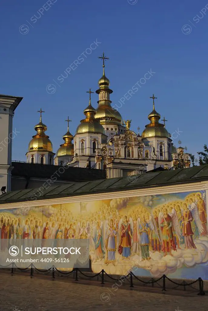 Ukraine. Kiev. St. Michael's Golden Domed Monastery. The exterior was rebuilt in the ukrainian baroque style in the 18th century. Was demolished by soviet in the 1930. Reconstructed in 1999.