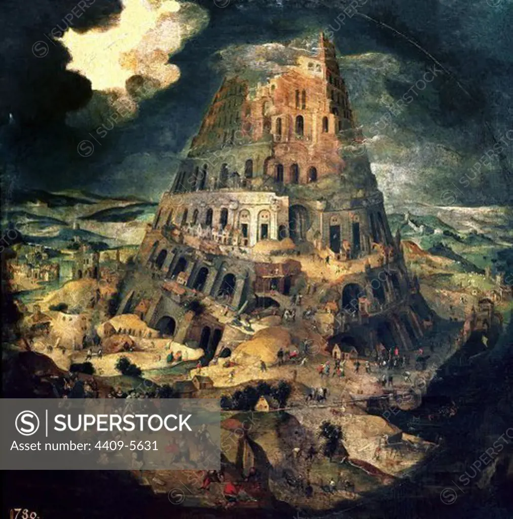 1564-1638. Erecting the Tower of Babel. Madrid, Prado museum. Author: BRUEGHEL THE YOUNGER, PIETER. Location: MUSEO DEL PRADO-PINTURA, MADRID, SPAIN.