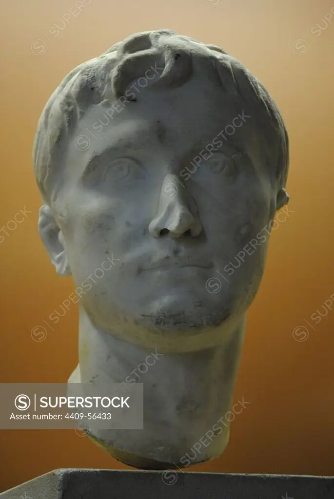 Augustus (63 BC-14 AD). Roman statesman and military leader. Fist emperor of the Roman Empire. Bust. 1st BC-1st AD century. Odessa Archaeological Museum. Odessa. Ukraine.