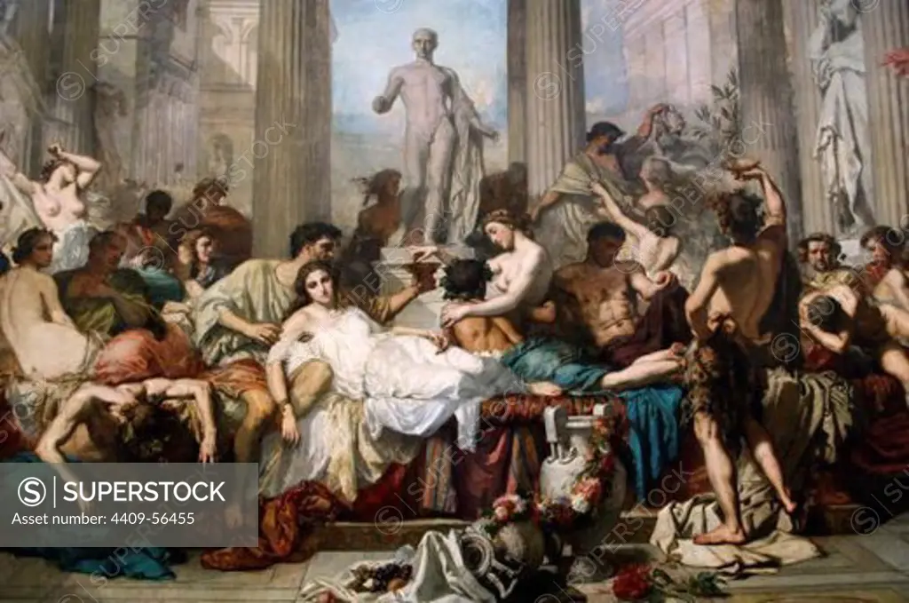 HISTORIA DE LA ANTIGUA ROMA. "LOS ROMANOS DE LA DECADENCIA" (1847). Oleo de Thomas COUTURE (1815-1879). Museo d'Orsay. París. Francia.