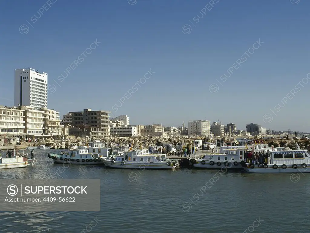 Syrian Arab Republic, Tartus. General view of the seafront. Photo taken before the Syrian civil war.