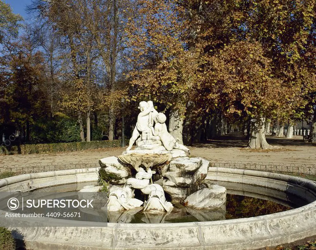 Spain. Aranjuez. Royal Palace of Aranjuez. Fountain.