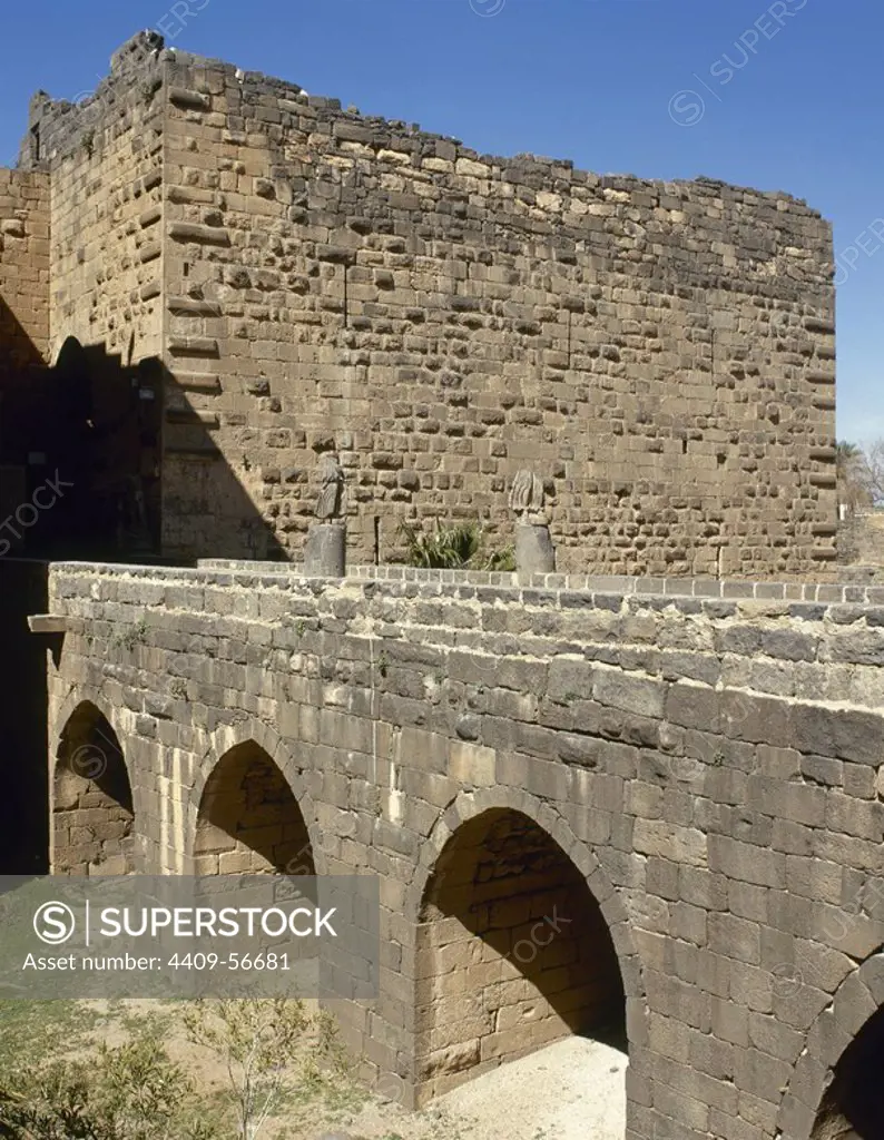 Syria. Bosra. A View of the citadel. The theater is located indide. Built in 8th century.