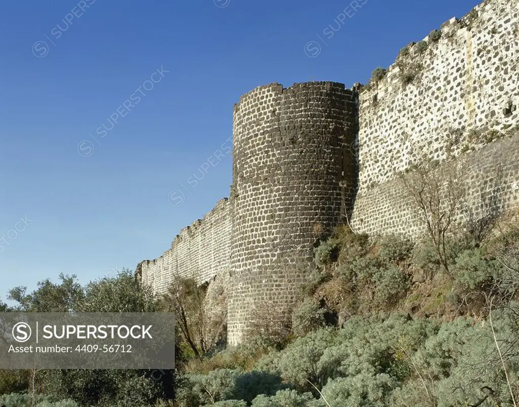 Syria. Margat (Marqab). Castle Qalaat al-Marqab (Castle of the Watchtower). Crusader fortrees and one of the major strongholds of the Knights Hospitaller. Built 1062. Basalt.