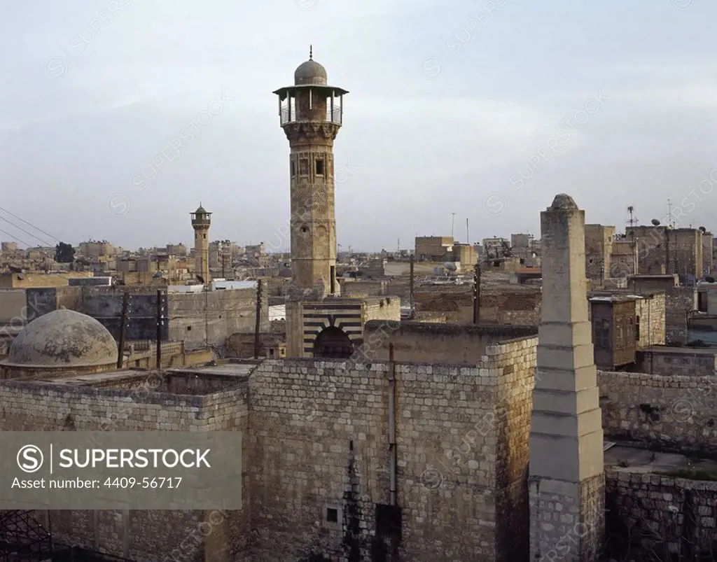 Syria. Aleppo. Overview of ancient souks area. Late afternoon. Near East. Photo before Syrian civil war.