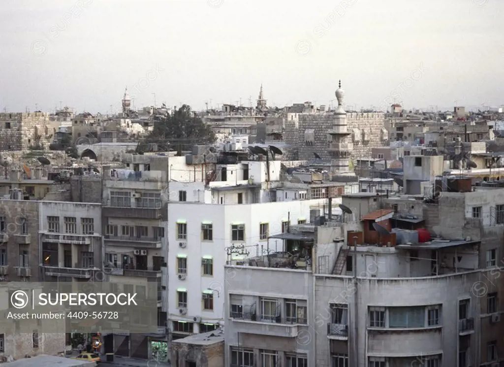 Syrian Arab Republic. Damascus. Aspect of the city at sunset. Photo taken before the Syrian CIvil War.