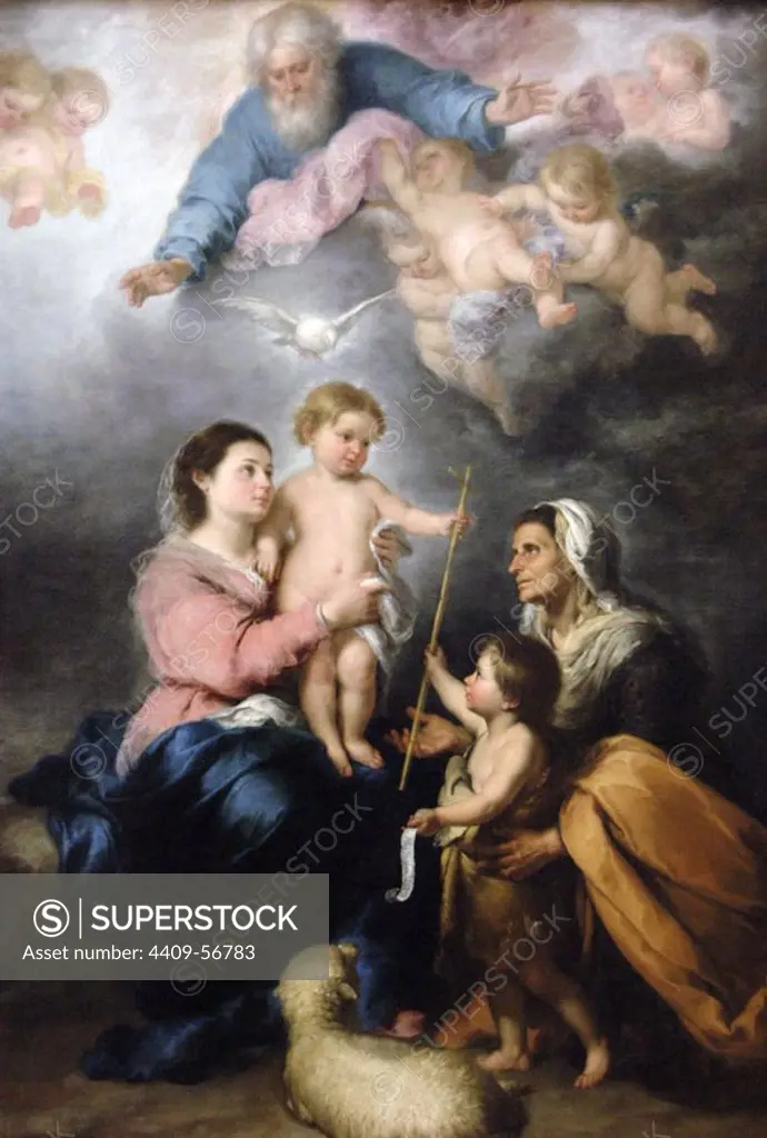 Bartolome Esteban Murillo (1618-1682). Spanish Baroque painter. The Holy Family or Virgin of Seville. 1682. Museum of Louvre. Paris. France.