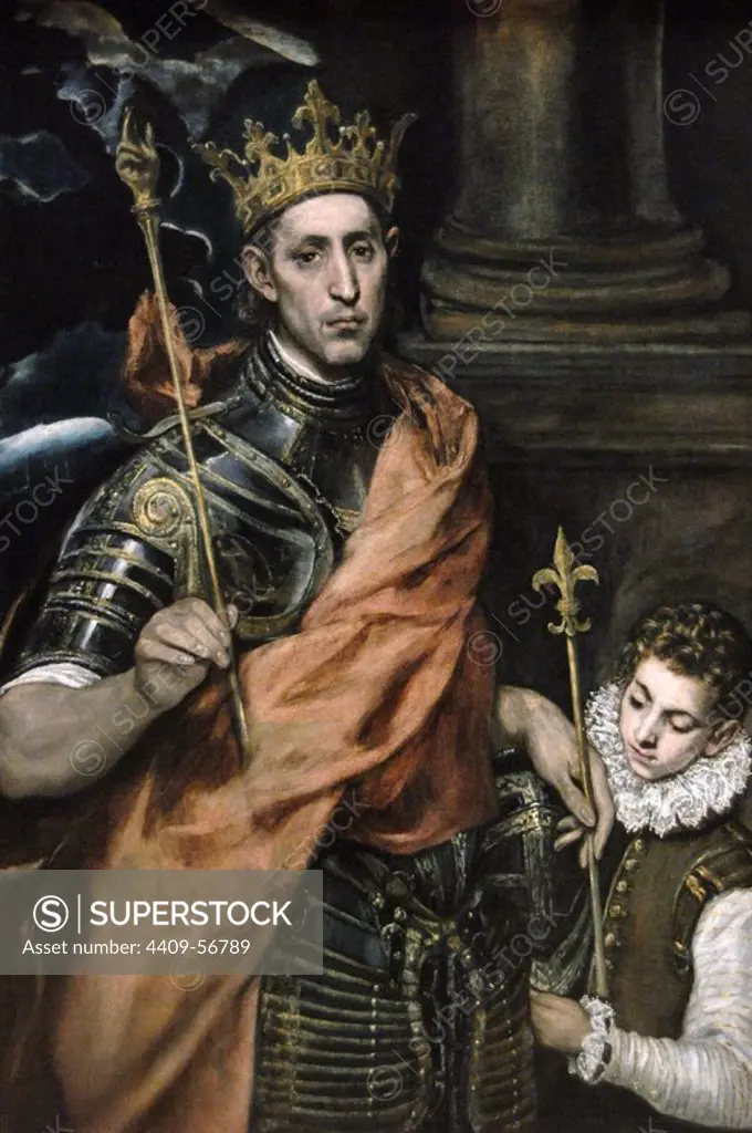 Domenikos Theotokopoulos, El Greco (1541-1614). Painter. Spanish Renaissance. Saint Louis, King of France, and a Page. 1585-1590. Museum Louvre. Paris. France.