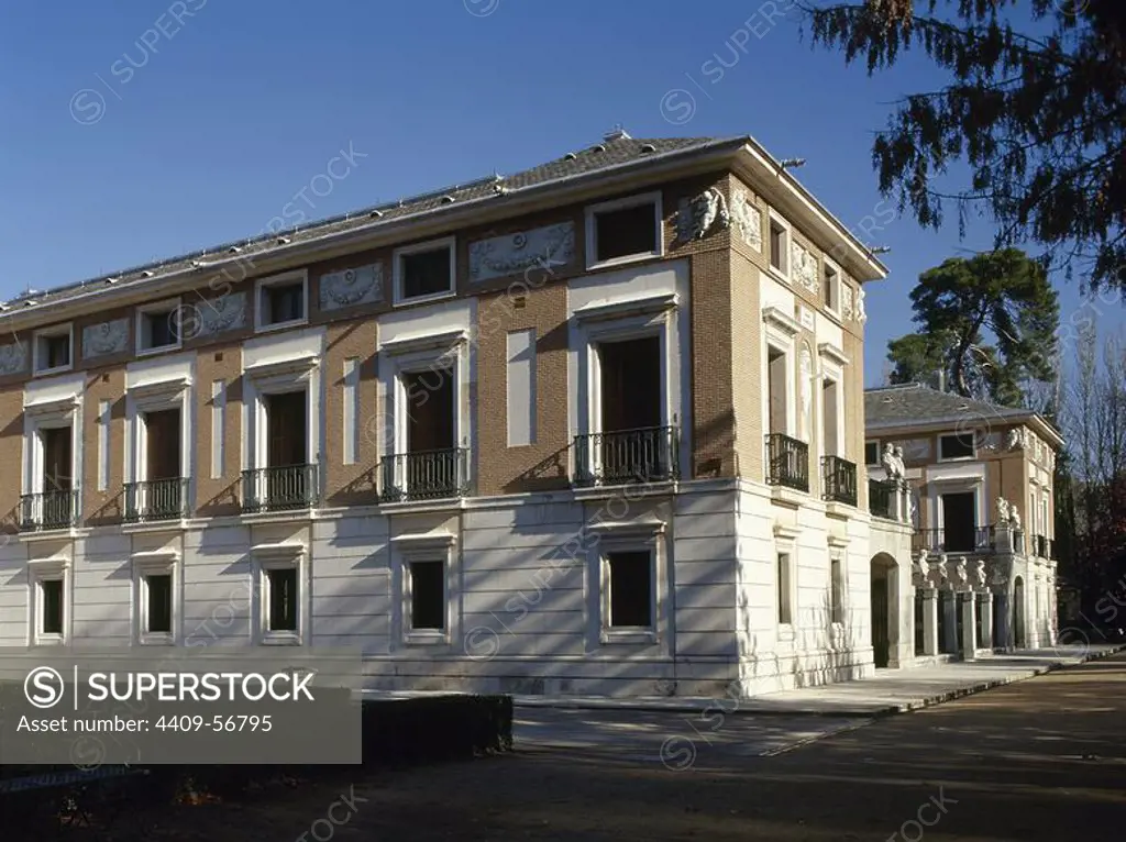 Spain, Community of Madrid, Aranjuez. The Farmhand's House (Casa del Labrador). Neoclassical style palace. It was intended for royal recreational use. The initial design was projected by Juan de Villanueva, and completed by Isidro Gonzalez Velazquez.