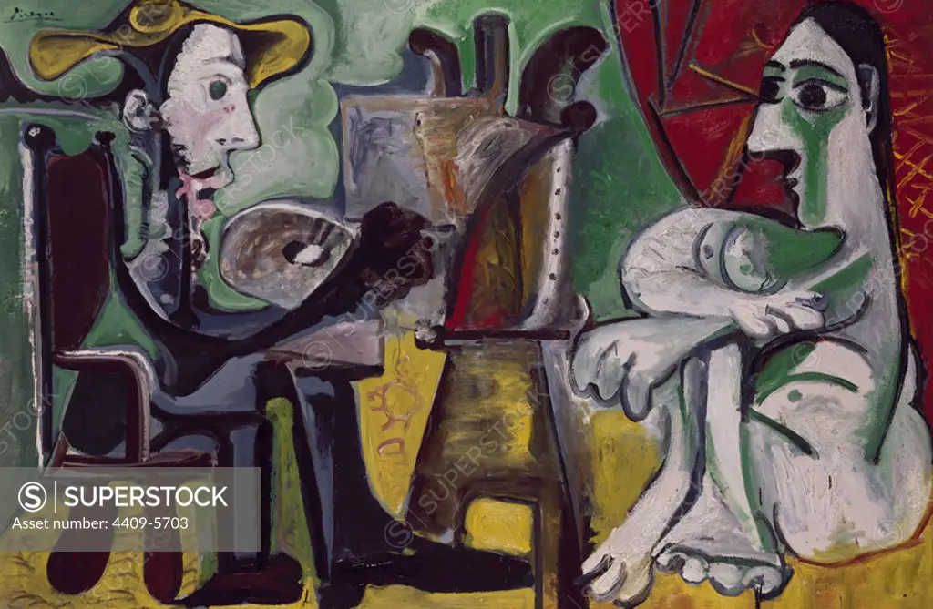The Painter and the Model', 1963, Oil on canas, 130 x 195 cm, AS02035. Author: PABLO PICASSO. Location: MUSEO REINA SOFIA-PINTURA. MADRID. SPAIN.
