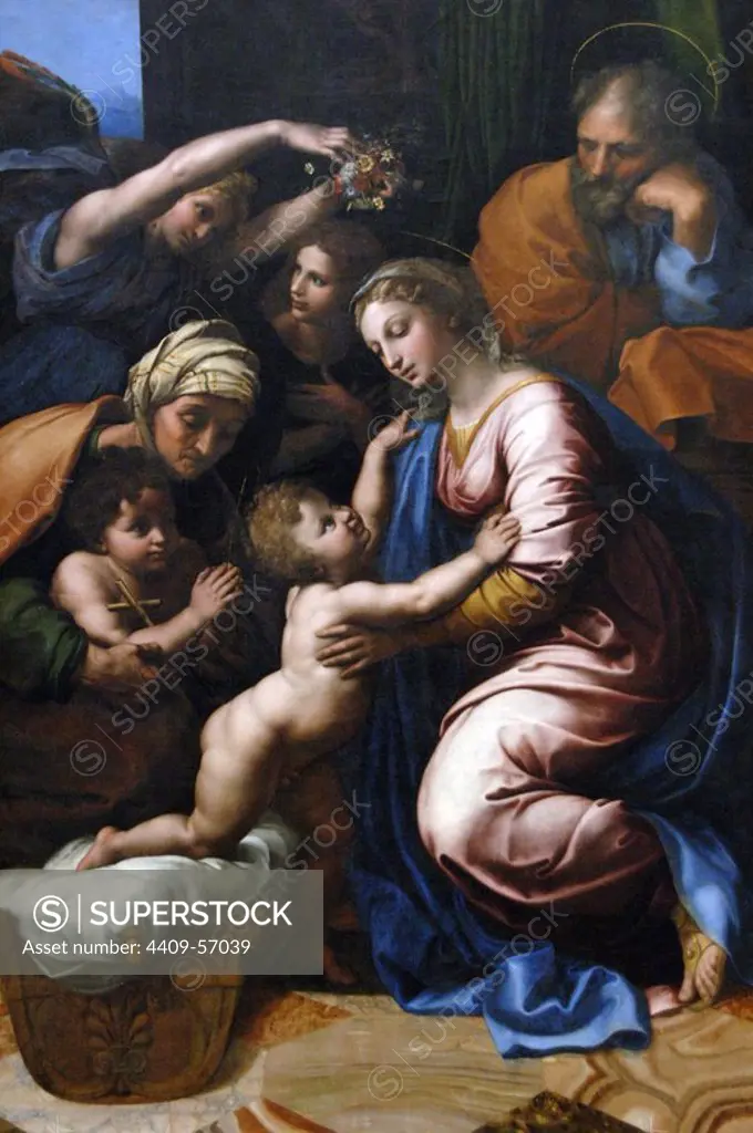 Raffaello Sanzio da Urbino (1483-1520). Italian painter. High Renaissance. The Holy Family. 1518. Louvre. Paris. France.