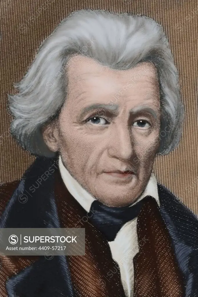 Andrew Jackson (1767-1845). American statesman. The seventh President of the United States (1829Ð1837). Colored engraving. 19th century.