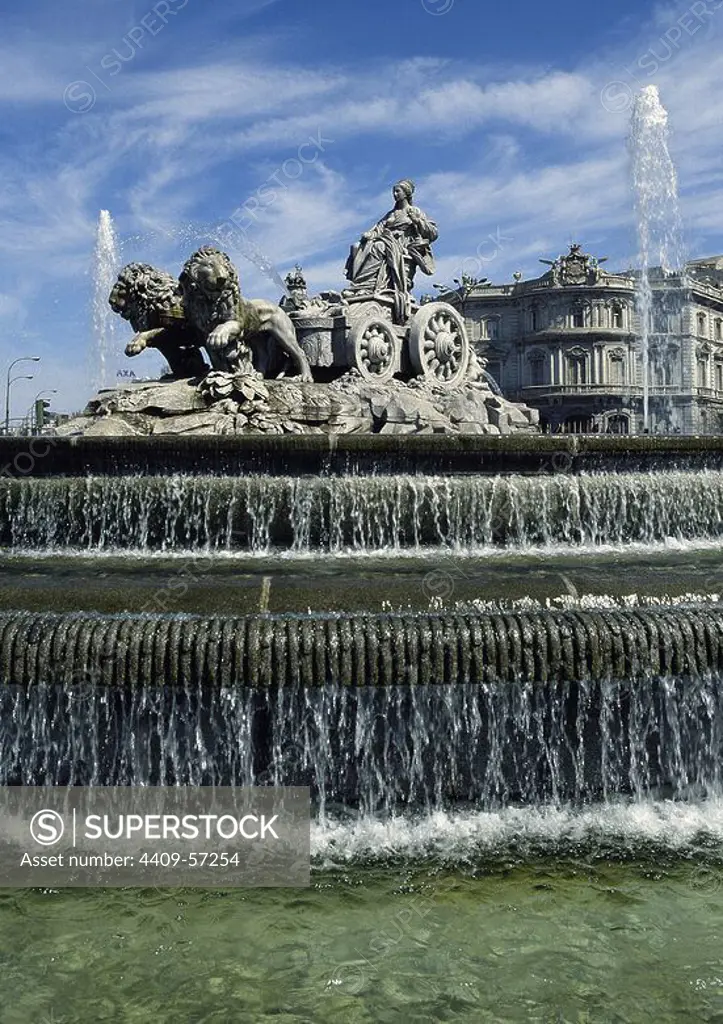 Spain. Madrid. Fountain of Cibeles. Monument designed by Ventura Rodri_guez between 177-1782. Neo-classical.