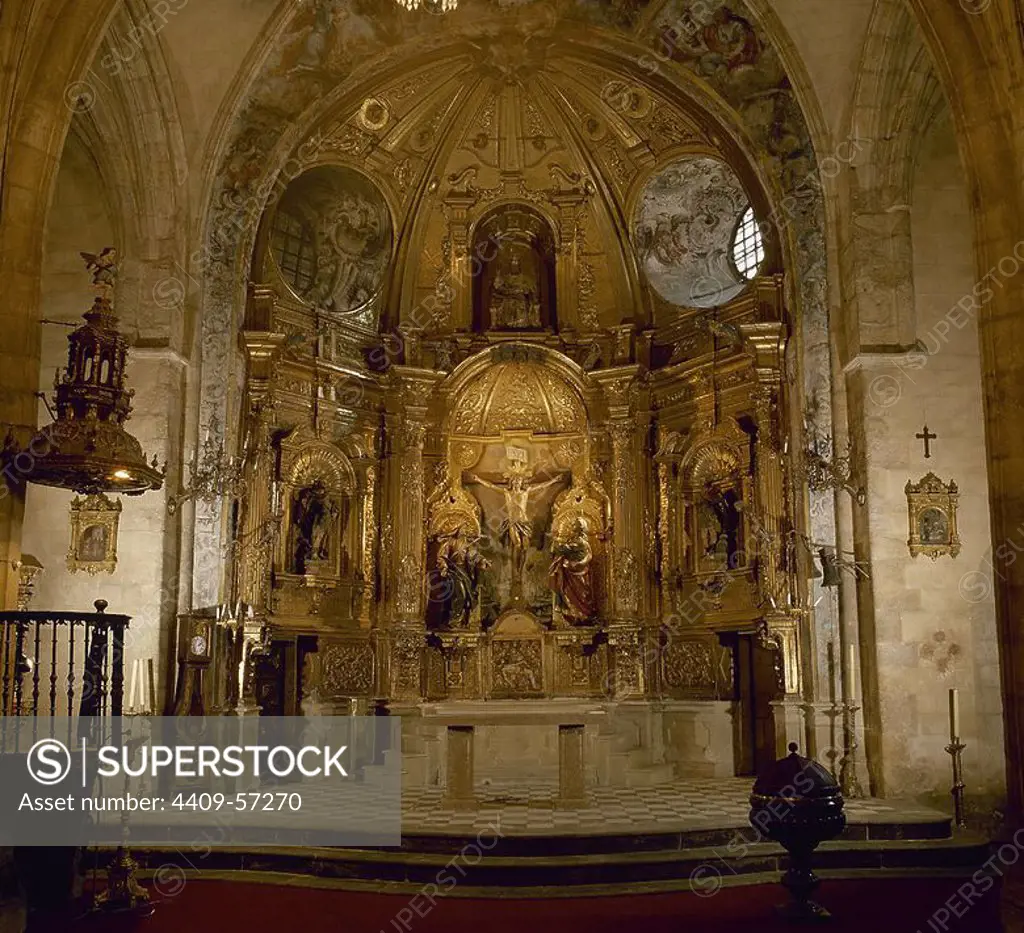 Spain. Cantabria. Limpias. Church of St. Peter. Altar. Image of The Christ of Limpias.