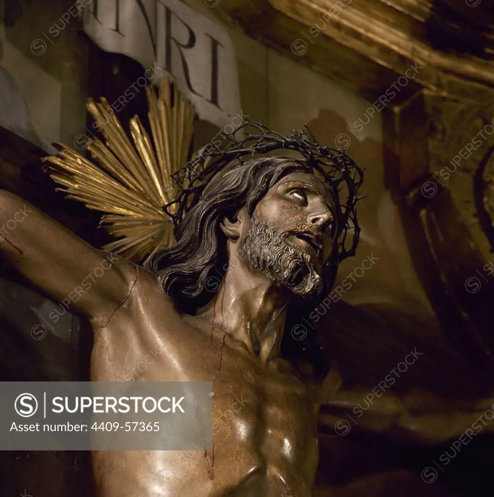 Spain. Cantabria. Limpias. The Christ of Limpias. Church of St. Peter. Unknown origin. 18th Century. Detail.