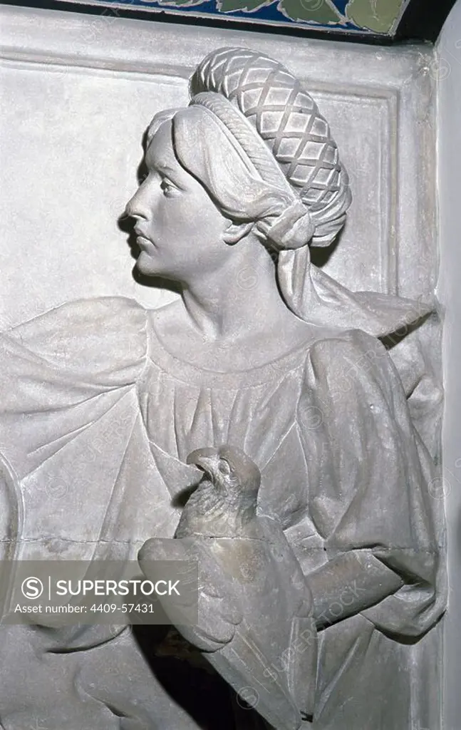 ARTE S. XIX. MODERNISMO. ARNAU I MASCORT, Eusebi (1863-1933). CASA LLEO MORERA (1902-1906). "DONCELLA". Detalle alusivo a una canción popular llamada "LA DIDA", que está esculpido en unos arcos. Modelado por Eusebi Arnau y esculpido por Alfons JUJOL (1860-1917). BARCELONA. Cataluña.