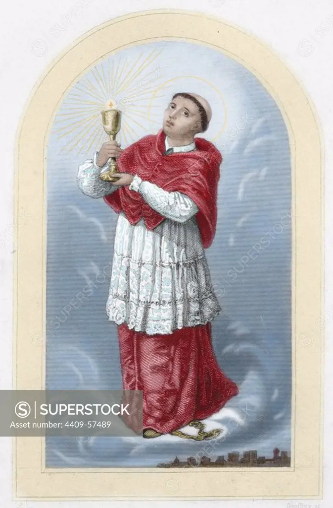 Saint Raymond Nonnatus (1204Ð1240). Saint from Catalonia in Spain. Colored engraving. 19th century.