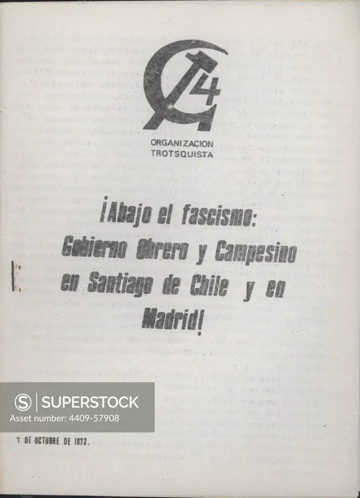 Revista clandestina ORGANIZACIÓN TROTSQUISTA de la IV Internacional, impresa en Cataluña en Octubre de 1973.